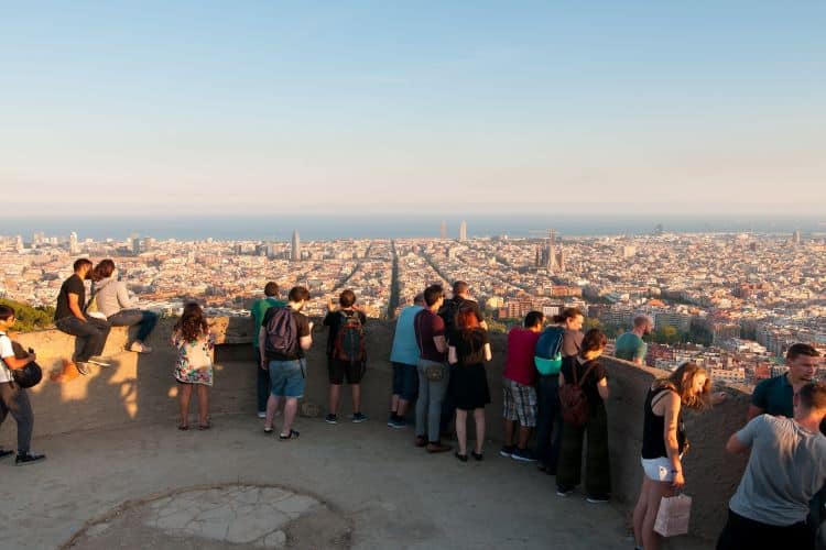 People enjoying the beautiful view of Barcelona